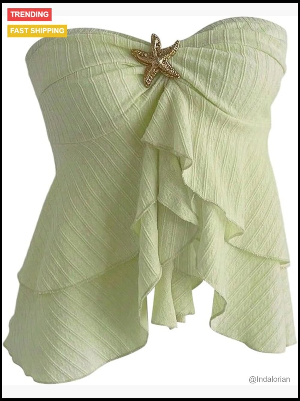 Strapless Twist Tube Top with Ruffle Hem - Sleeveless Bandeau Top